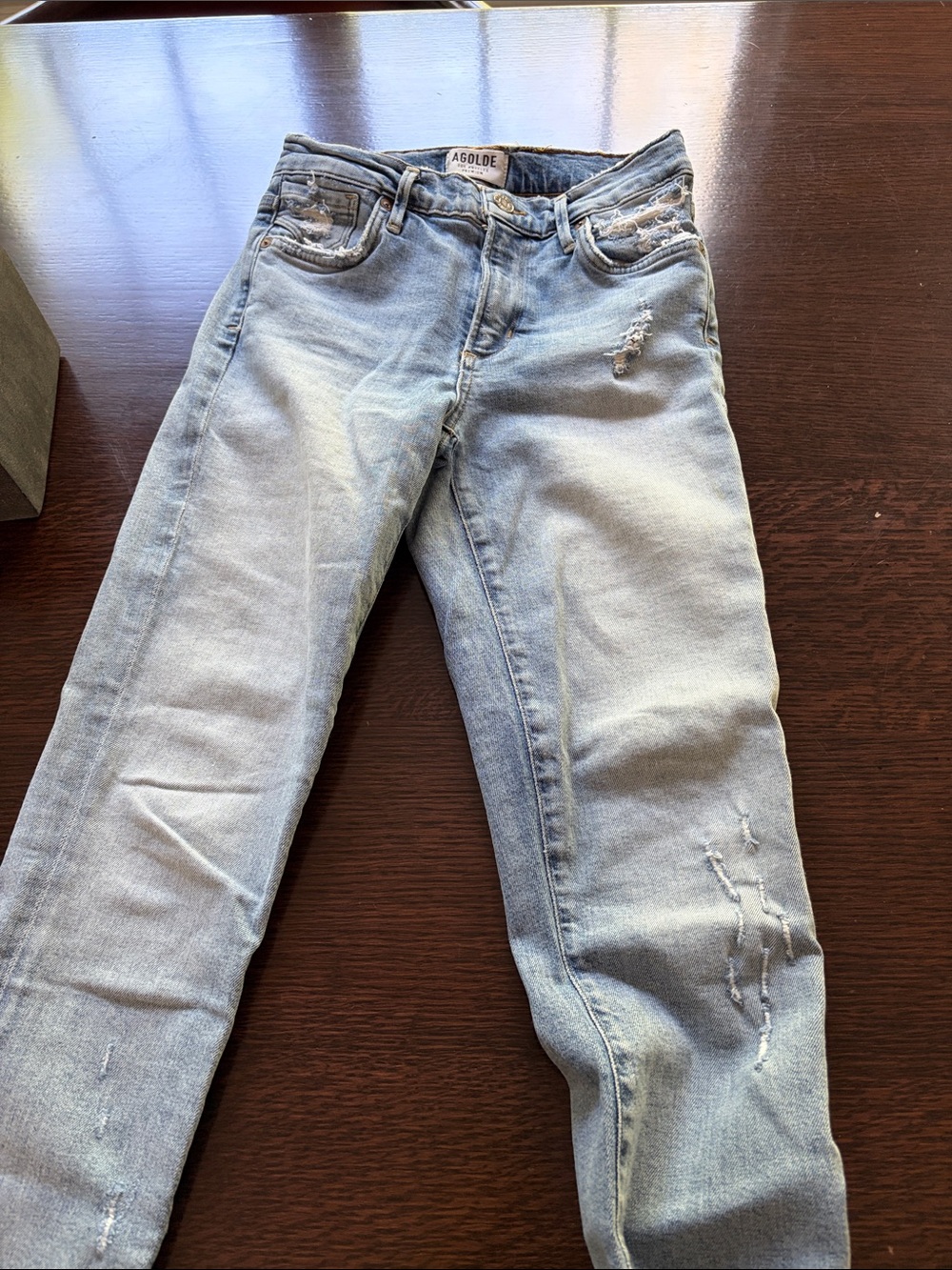 Agolde Light Blue Distressed Skinny Jeans